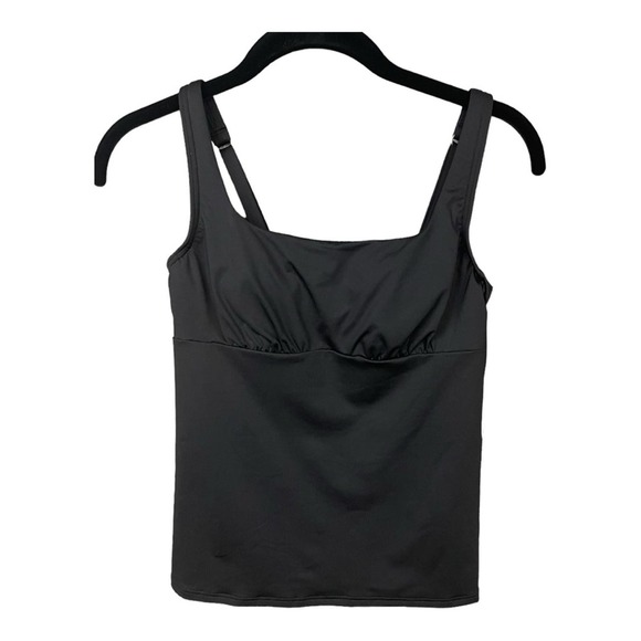 Lands' End Square Neck Underwire Tankini Swimsuit Top in Black Size 2 NWT - Picture 4 of 9